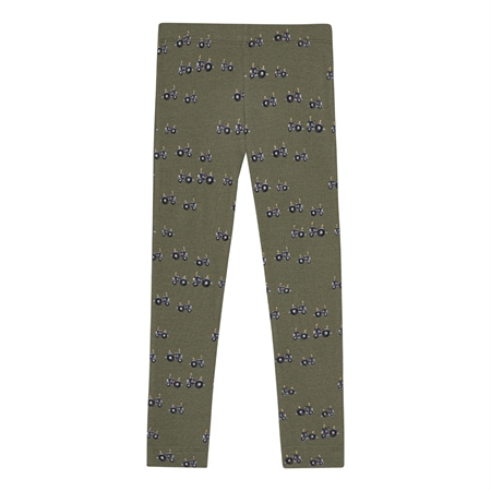 BIRKHOLM Rib Leggings Med Traktorer Grøn Til Børn
